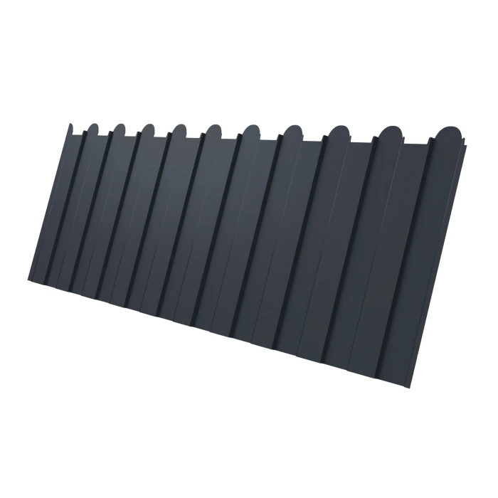 Профнастил фигурный C8 0.45 Полиэстер двусторонний с пленкой RAL 7024 Серый графит